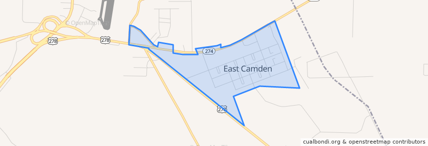 Mapa de ubicacion de East Camden.