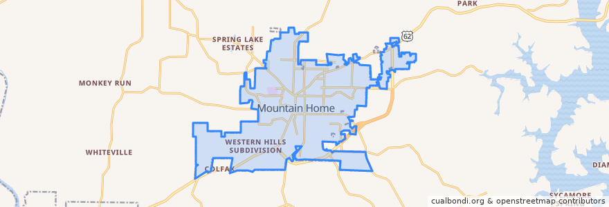 Mapa de ubicacion de Mountain Home.