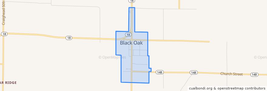 Mapa de ubicacion de Black Oak.