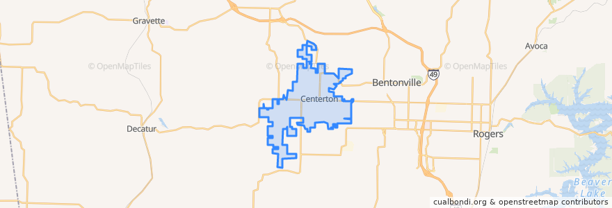 Mapa de ubicacion de Centerton.