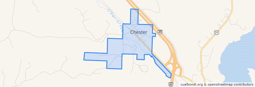 Mapa de ubicacion de Chester.