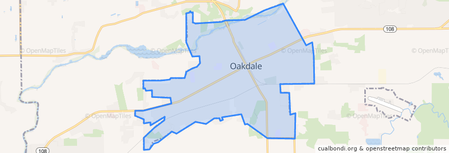 Mapa de ubicacion de Oakdale.