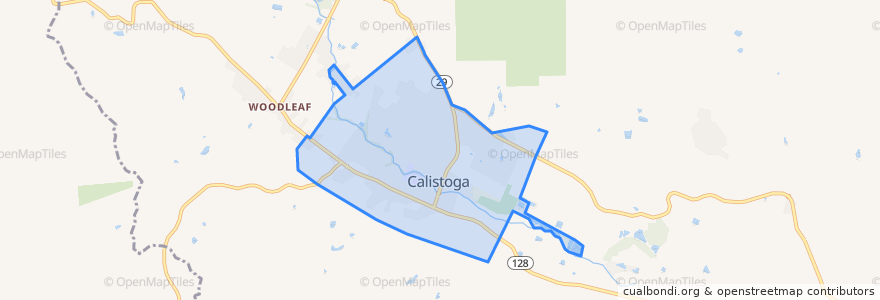 Mapa de ubicacion de Calistoga.