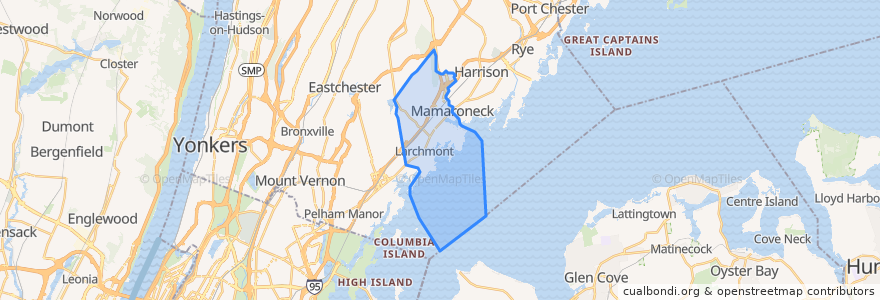Mapa de ubicacion de Town of Mamaroneck.