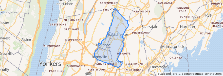 Mapa de ubicacion de Town of Eastchester.