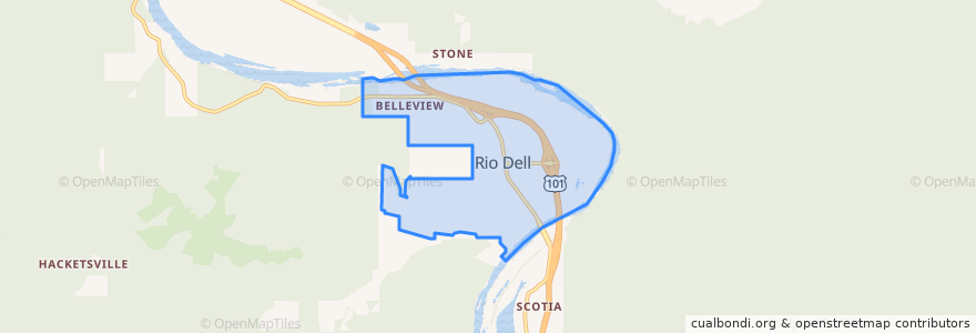 Mapa de ubicacion de Rio Dell.