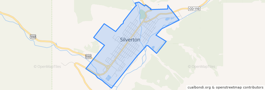 Mapa de ubicacion de Silverton.