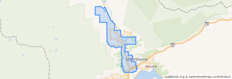 Mapa de ubicacion de Silverthorne.