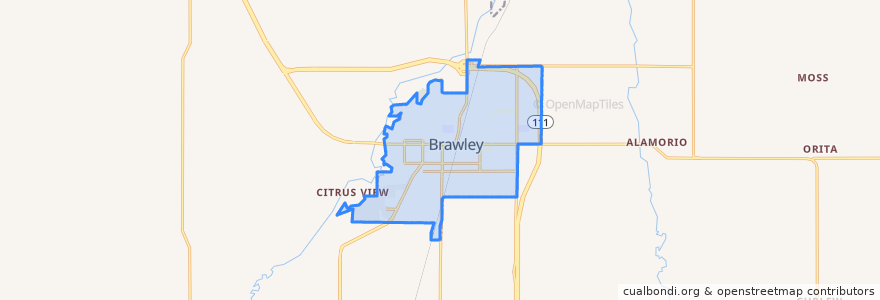 Mapa de ubicacion de Brawley.