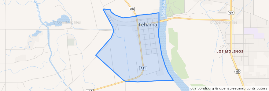 Mapa de ubicacion de Tehama.