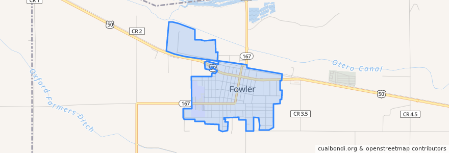 Mapa de ubicacion de Fowler.