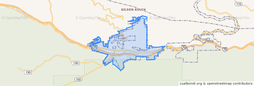 Mapa de ubicacion de Idaho Springs.