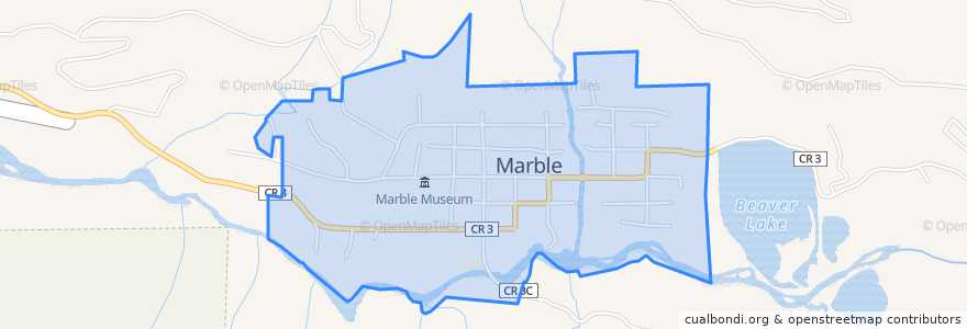 Mapa de ubicacion de Marble.