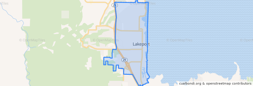 Mapa de ubicacion de Lakeport.