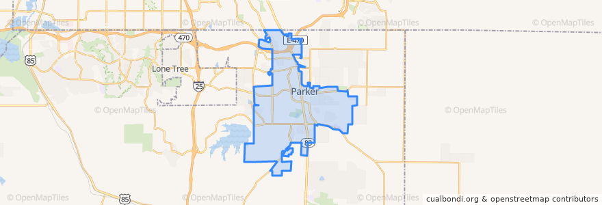 Mapa de ubicacion de Parker.