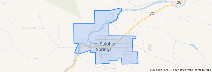 Mapa de ubicacion de Hot Sulphur Springs.