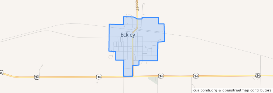 Mapa de ubicacion de Eckley.