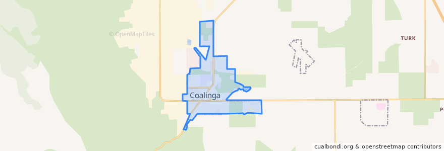 Mapa de ubicacion de Coalinga.