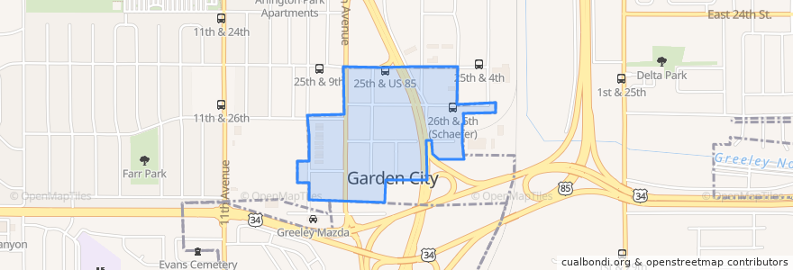 Mapa de ubicacion de Garden City.