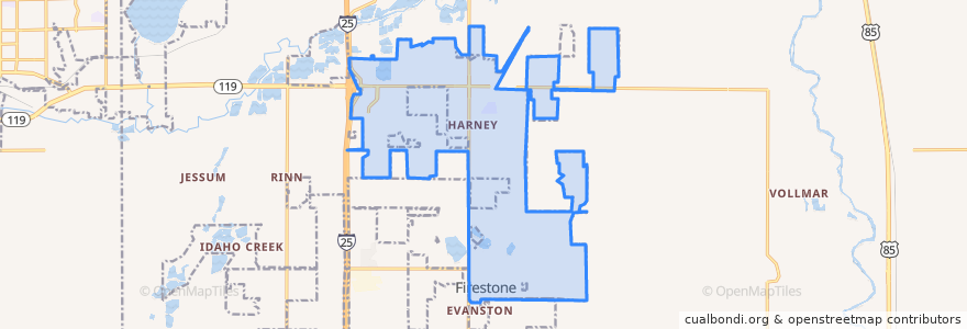 Mapa de ubicacion de Firestone.