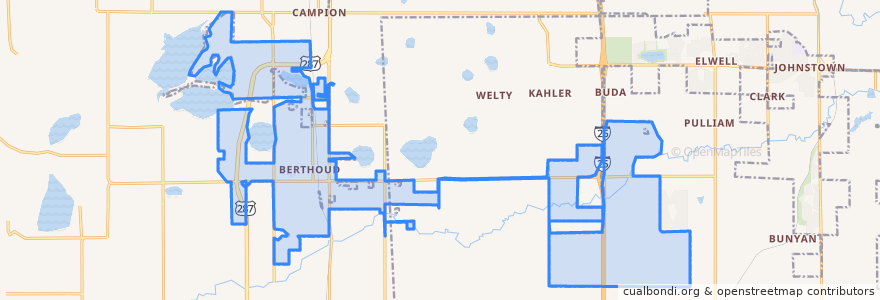 Mapa de ubicacion de Berthoud.