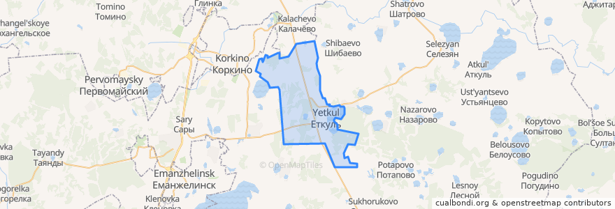 Mapa de ubicacion de Еткульское сельское поселение.