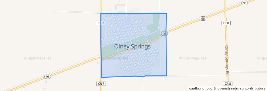 Mapa de ubicacion de Olney Springs.