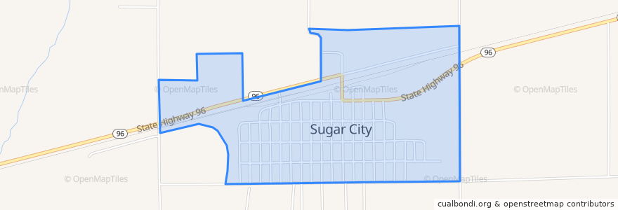 Mapa de ubicacion de Sugar City.