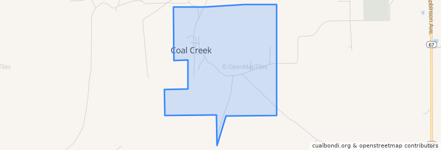 Mapa de ubicacion de Coal Creek.