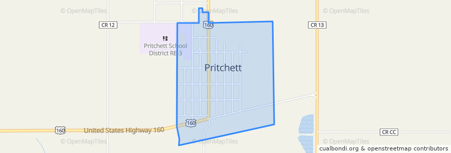 Mapa de ubicacion de Pritchett.