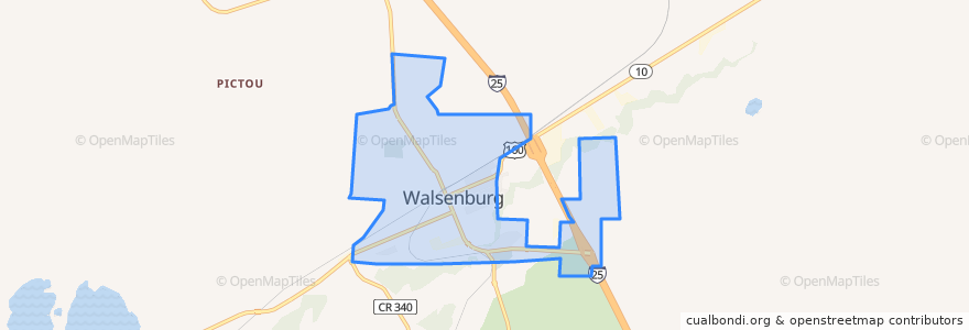 Mapa de ubicacion de Walsenburg.