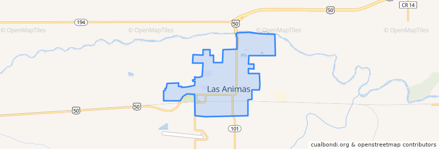 Mapa de ubicacion de Las Animas.