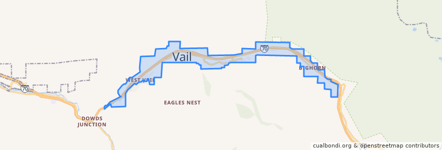 Mapa de ubicacion de Vail.