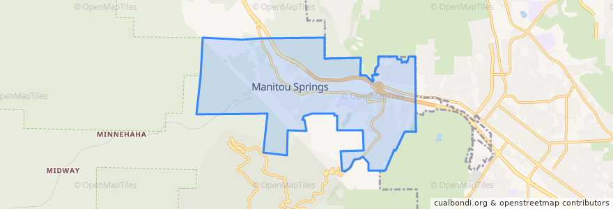 Mapa de ubicacion de Manitou Springs.