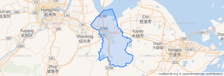 Mapa de ubicacion de Shangyu District.