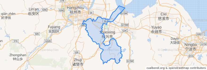 Mapa de ubicacion de 柯桥区.