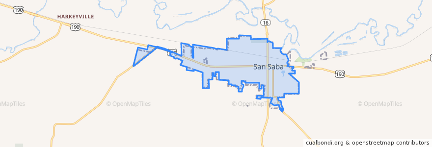 Mapa de ubicacion de San Saba.