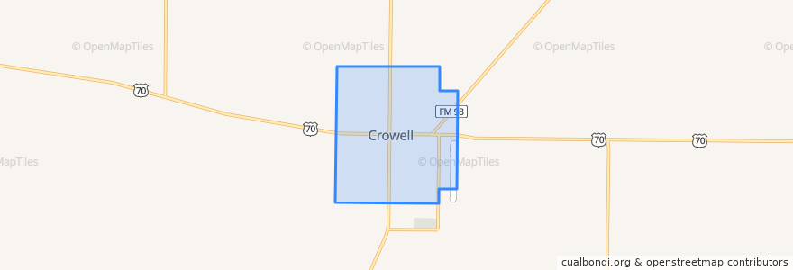 Mapa de ubicacion de Crowell.