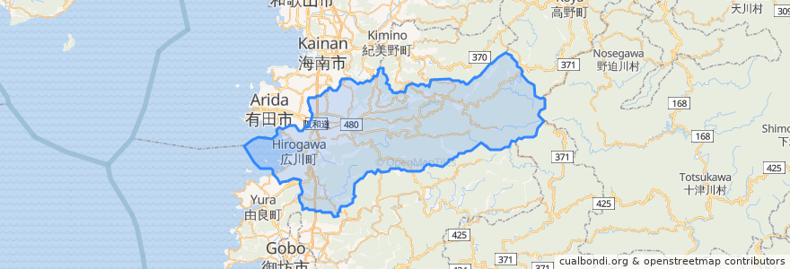 Mapa de ubicacion de 有田郡.