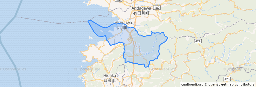 Mapa de ubicacion de 広川町.