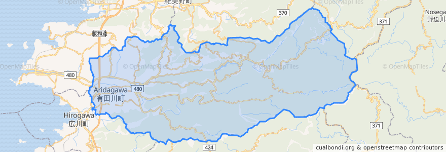 Mapa de ubicacion de 有田川町.