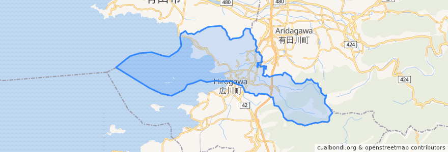 Mapa de ubicacion de 湯浅町.