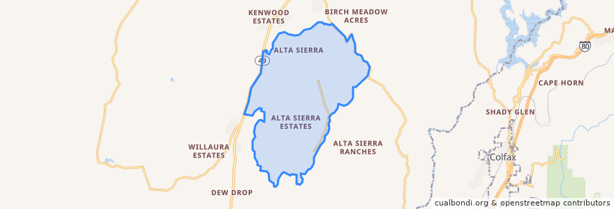 Mapa de ubicacion de Alta Sierra.