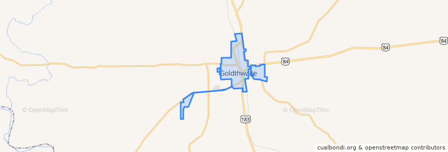Mapa de ubicacion de Goldthwaite.