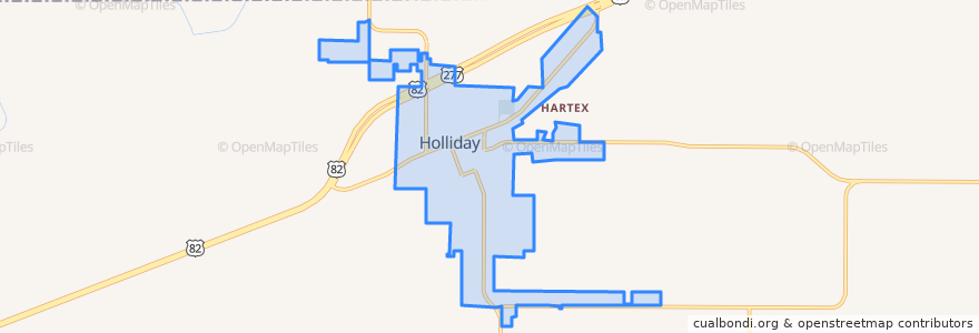 Mapa de ubicacion de Holliday.