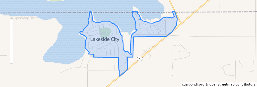 Mapa de ubicacion de Lakeside City.