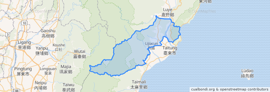 Mapa de ubicacion de 卑南鄉.