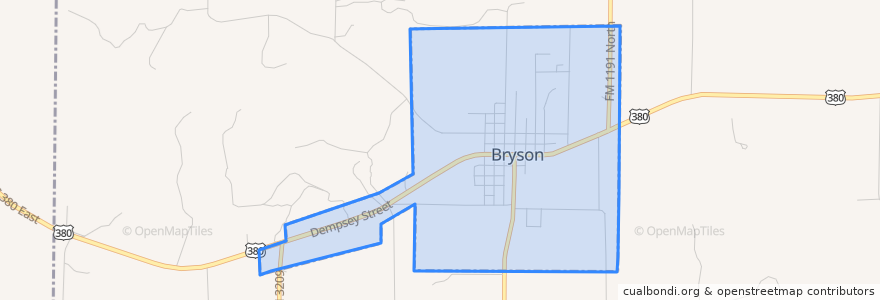 Mapa de ubicacion de Bryson.