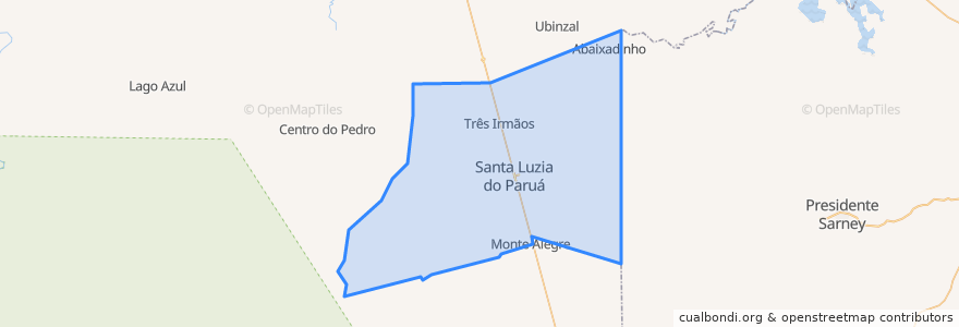 Mapa de ubicacion de Santa Luzia do Paruá.