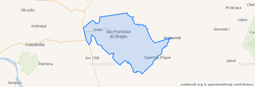 Mapa de ubicacion de São Francisco do Brejão.